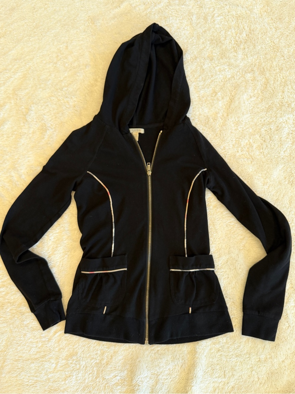 Burberry Black Hooded Zip-Up Sweater - Picture 3 of 9